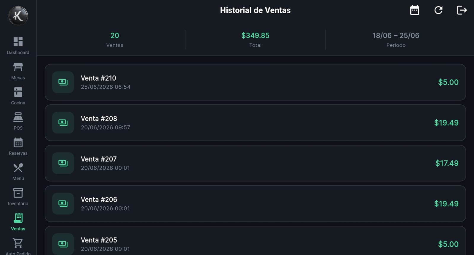 Sesiones de caja y ventas